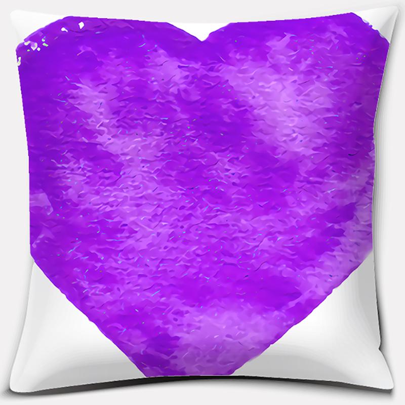 Purple Geometric Flower Text Printing Series Pattern Pillowcase Square Pillowcase Home Office Decoration Pillowcase