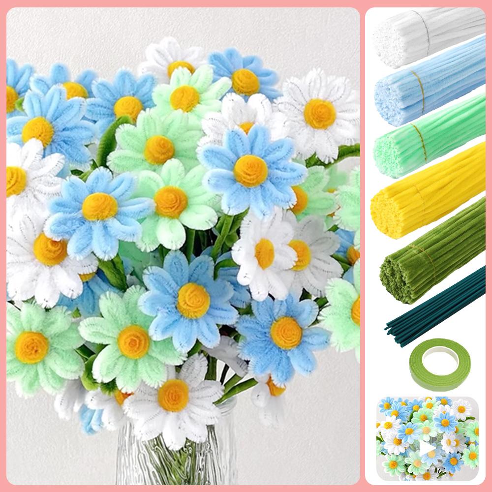 271/321pcs DIY Daisy Flower Craft Kit - Pipe Cleaner Crafting Supplies for Adults, Chenille Stems Perfect for Wedding Bouquets