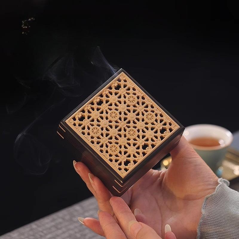 Wooden Incense Burner Box for Stick Coil Powder Incense Retro Redwood Design for Tea Ceremony Zen Home Decor Gift