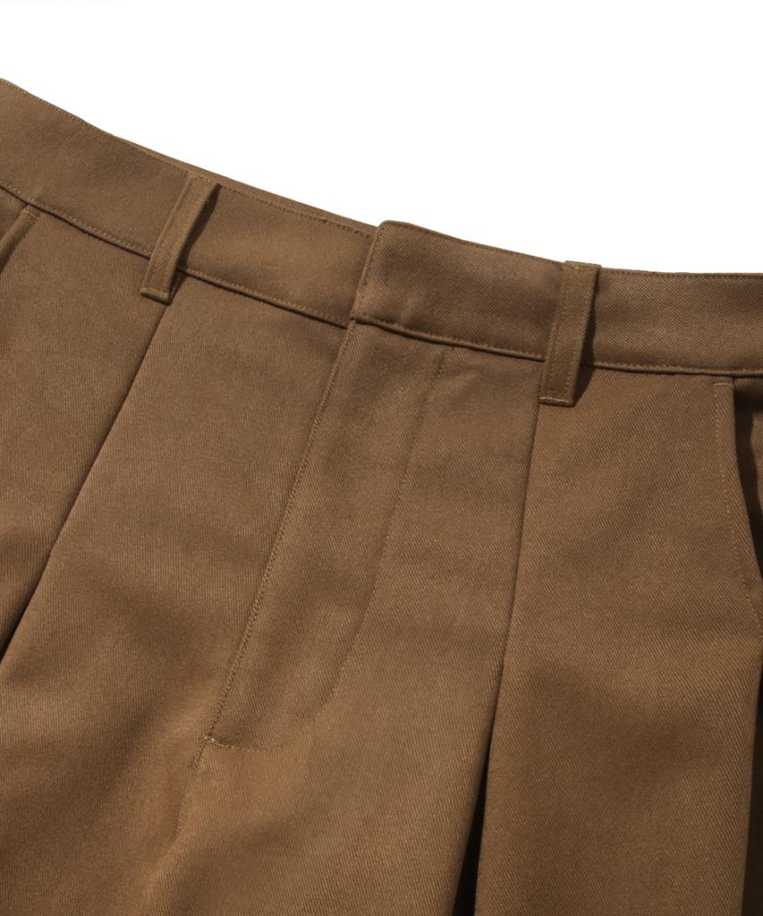 TRILLION Wool-Like Inverted Tuck Wide Pants [Camel]