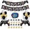 GAME ON Game-Themed Birthday Party Decoration Set: Banner, Foil Balloons, and Cake Topper Set
