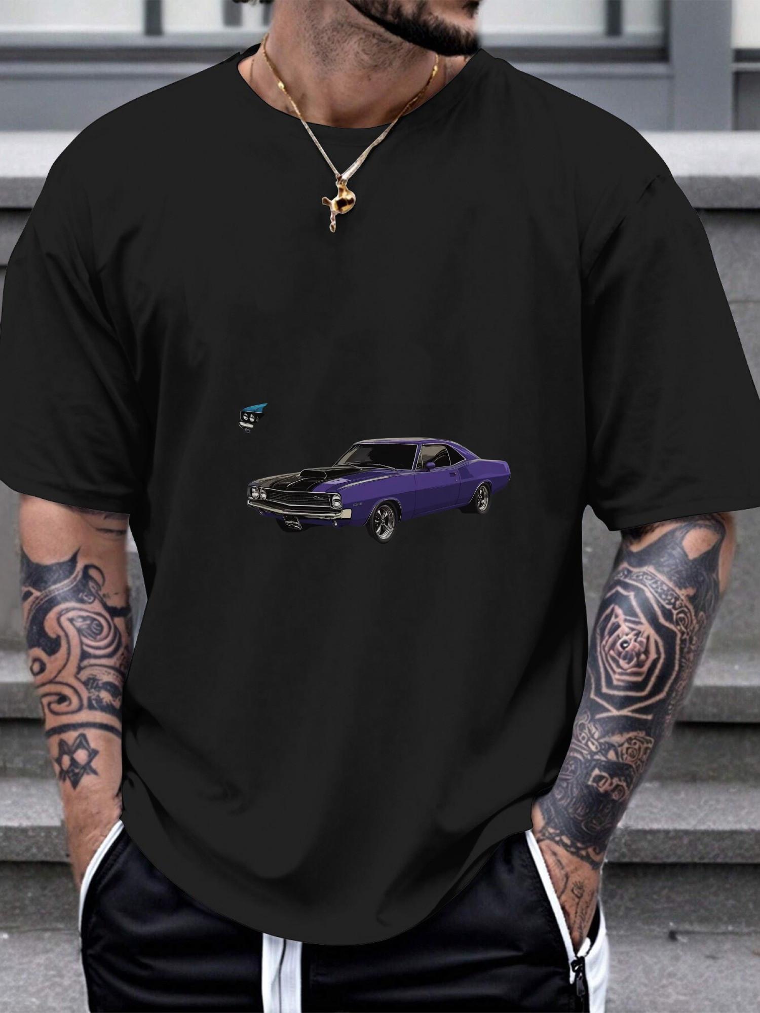 1pc Classic Muscle American Cars Graphic T-shirt S