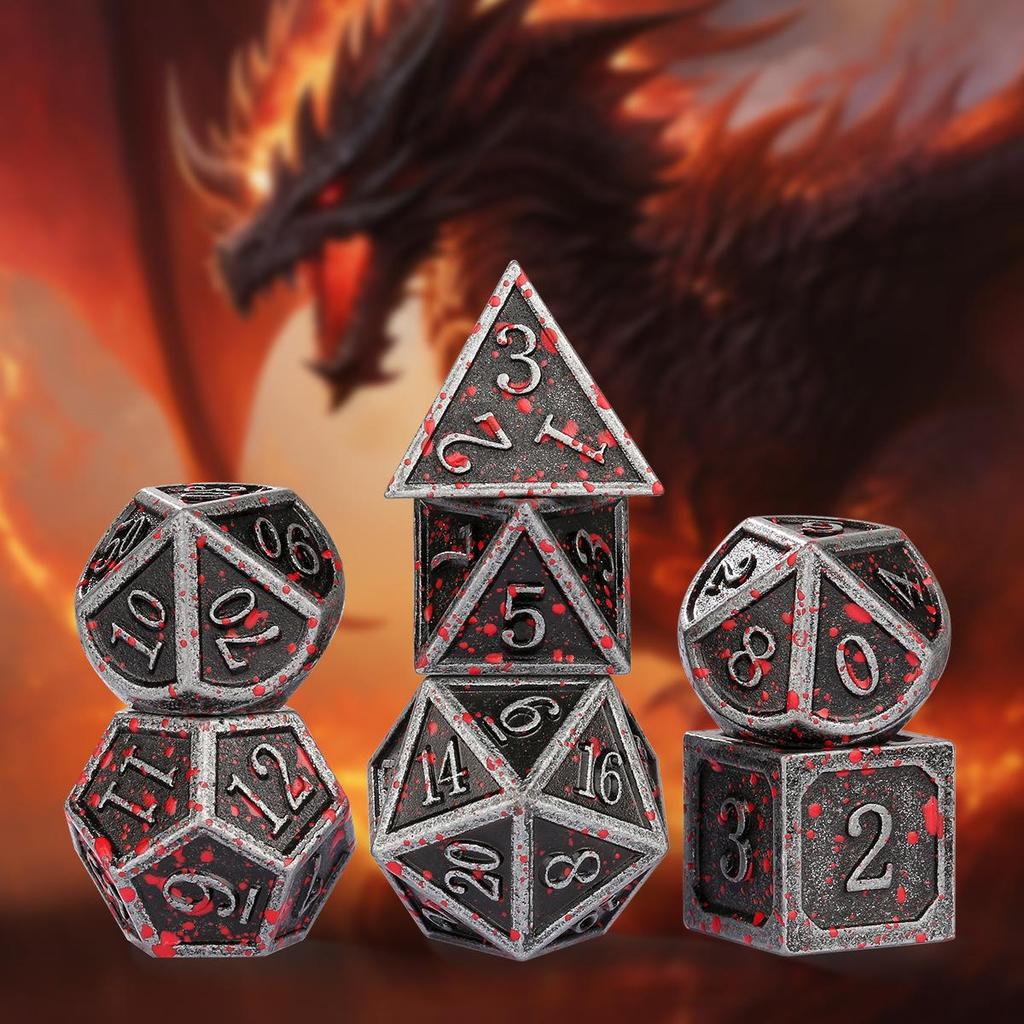 Hot Metal DND Polyhedral Dice Set for Tabletop RPGs