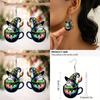 Halloween Themed Tea Cup Wizard Pattern Women Acrylic Earrings For Festive Dress Up