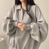 Plo lapel sweater women's thin new large size loose lazy top jacket
