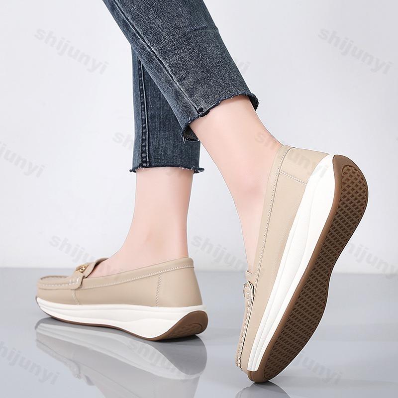 Fashion Women Casual Shoes Women Wedge Sneaker Designer Flat Platform PU Leather Loafers Slip on Non-slip Ladies Moccasins Zapatos Mujer