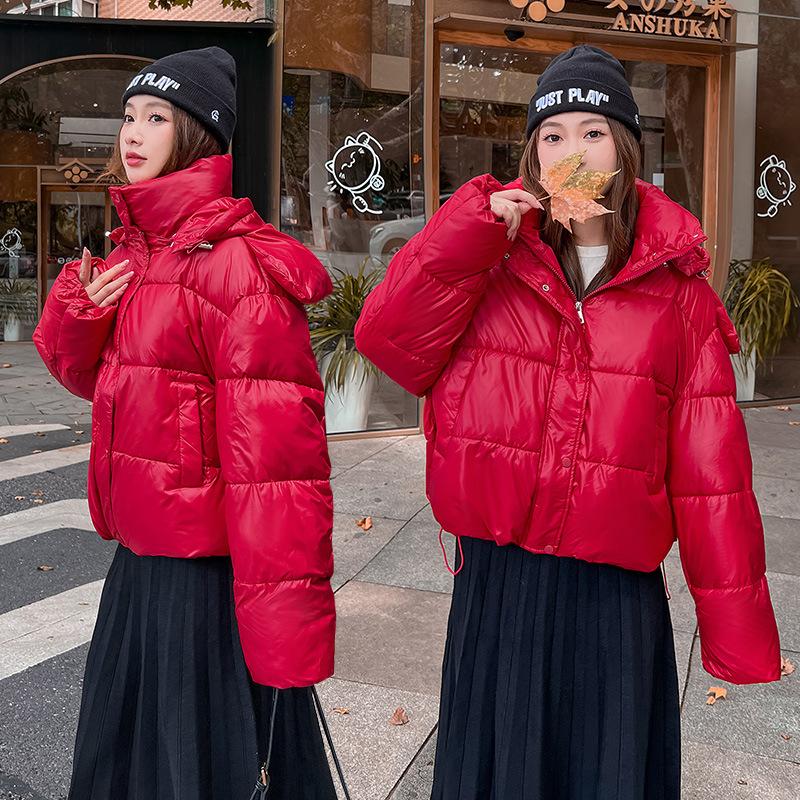 Short down and padded jacket women's winter 2025 new Korean warm and loose hooded bread jacket padded jacket