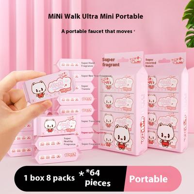 Toallitas húmedas Ultra Mini, paquete pequeño, toallitas húmedas portátiles para limpieza de manos y boca, 1 paquete de 8 bolsas, 64 piezas, toallitas extraíbles para viajes al aire libre, cuidado personal