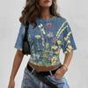 Women Round Neck Pullover Short Sleeve T Shirt Floral Print Loose Fit Casual Top for Daily Wear Lightweight Breathable Fabric