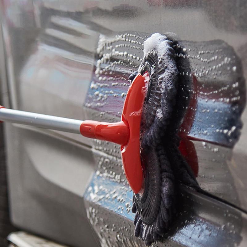 Autowaschmopp mit langem Griff, Autowaschbürste mit langem Griff aus Aluminium, rotierende Autoreinigungsbürste mit langem Griff, Chenille-Autowaschmopp
