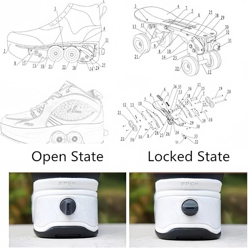 2025 Deform Wheel Skates Roller Skate Shoes Runaway Sneakers With 4-Wheel Casual Deformation Parkour Adult Children Rounds Walk