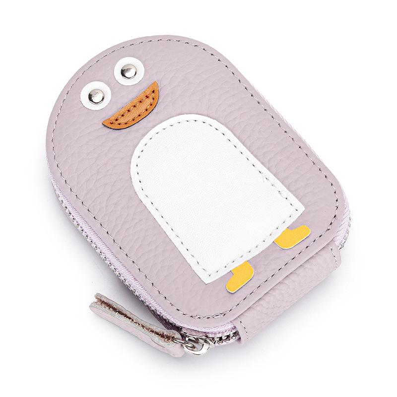 Card Bag Women's Leather Small Exquisite Cartoon Penguin Change First-layer Cowhide Cute ID