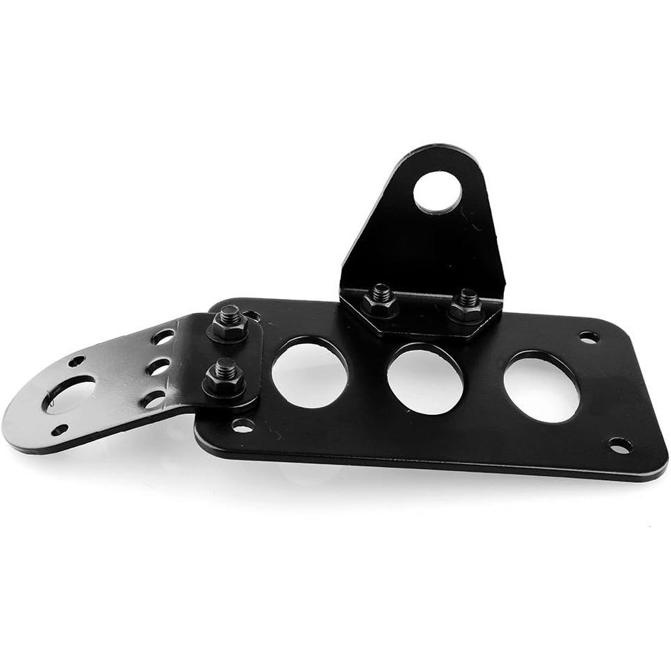 Motorcycle License Plate Bracket, Metal Motorcycle Brake Tail Light License Plate Holder Side Mount Holder Bracket (Black)