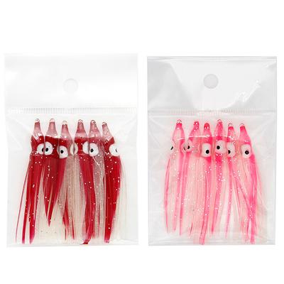 6Pcs Soft Luminous Octopus Skirts Lure 6Cm Silicone Tuna Trolling Skirted Squid Jigging Sea Fishing Glow Bait