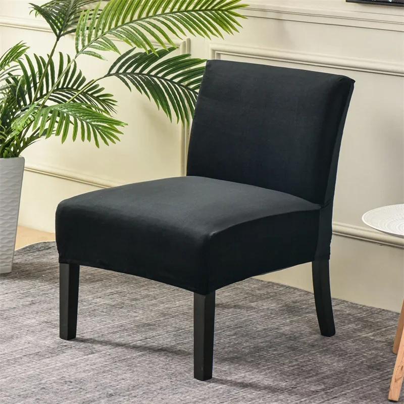 Velvet Armless Chair Cover Solid Color Single Sofa Slipcovers Nordic Accent Stretch Chair Covers Elastic Couch Protector Cover