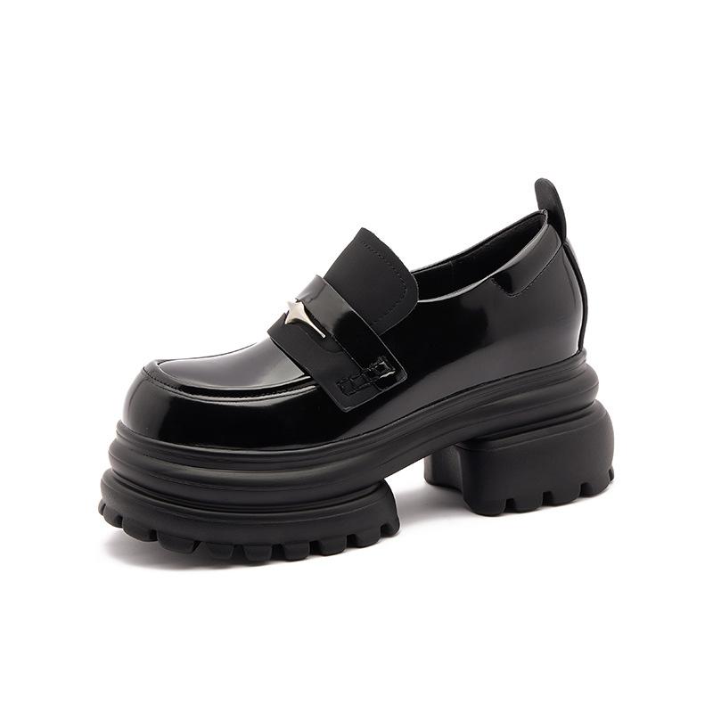 

Женские лоферы на плоской подошве, весенняя новинка, одинарная обувь, британский стиль, маленькие кожаные туфли для формы jk, толстая подошва, внутренняя платформа, увеличивающая рост, женская обувь 39