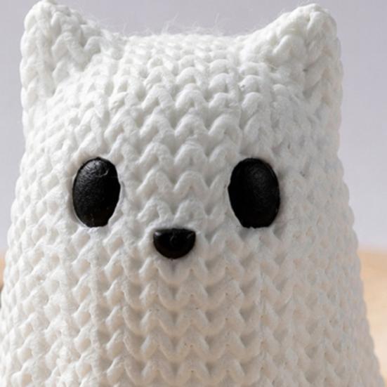 Jijijing 3D Printed Ghost Dog/Cat Figurine Ornaments, Knitted Texture Halloween Animal Decorations, Small Cute Puppy/Kitten Gifts for Home Desk