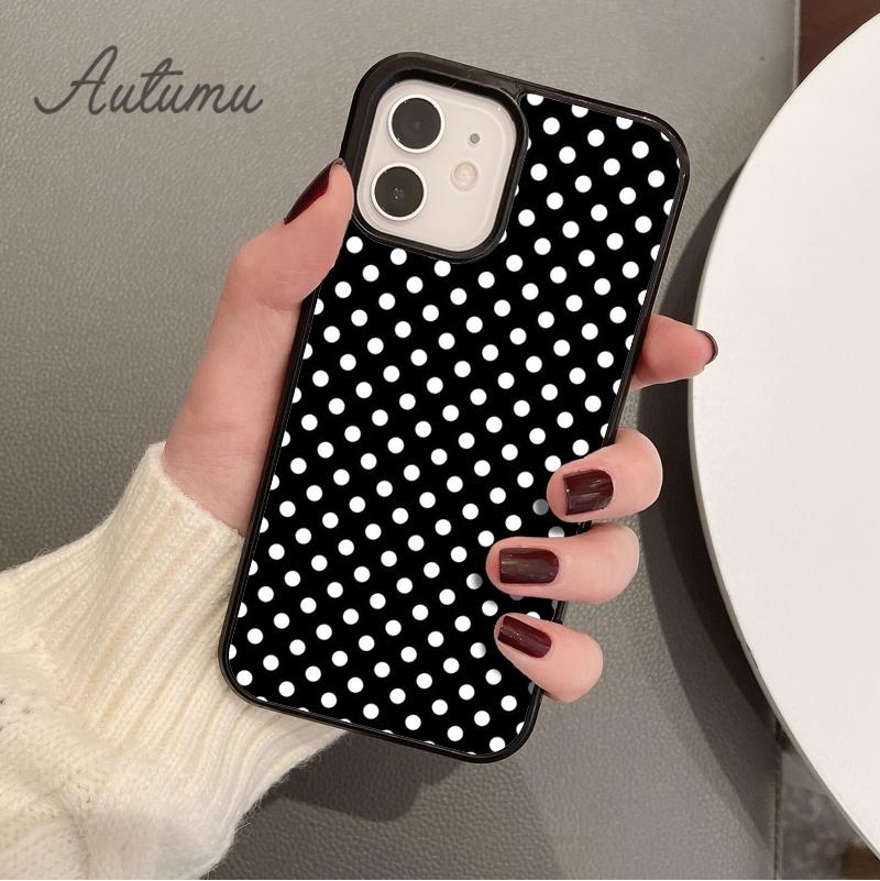 Mega Polka Dots Black White Phone Case for iPhone 11 12 13 14 Pro Max Mini X XR XS SE 2020 6S 7 8 Plus Samsung S21 S22 Shell