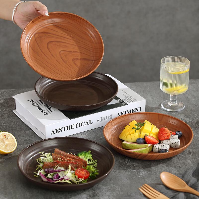 

De ou Xingguang Imitation Wood Grain Round Serving Plates (3-Pack)