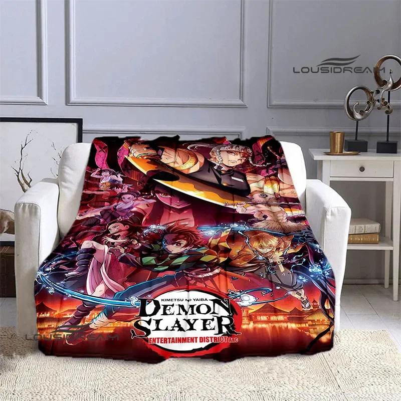 Demon Slayer Cartoon Deka s potiskem Dětské Teplé deky Flanel Měkká a pohodlná podšívka do postele Dárek k narozeninám