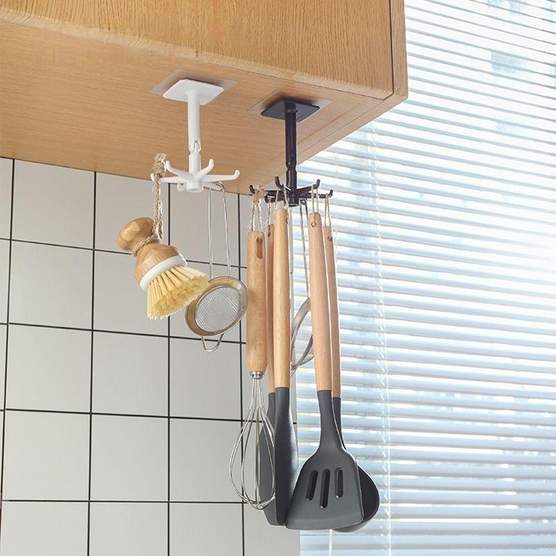 Kitchen Organizer Swivel Hooks Creative Hooks Hooks Hole-free Multifunctional Explosion Hooks Rotatable Dual-Use