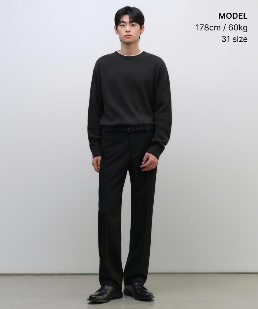 MUSINSA STANDARD Whipcord Straight Hidden Banding Slacks [Black]