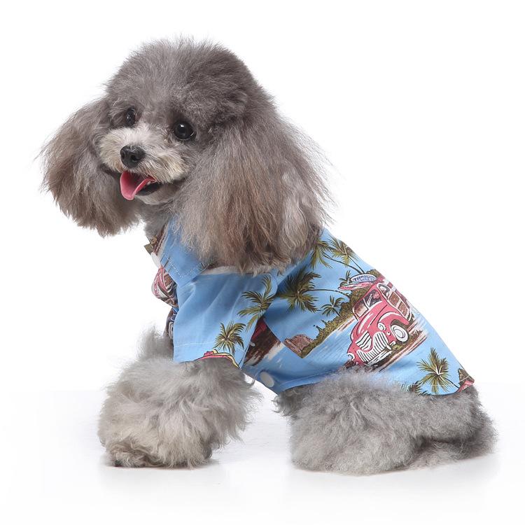 Spring and Summer Daisy Print Shirt Pet Hawaiian Shirt Pet Dog Clothes Pet Dog Beach Plaid Shirt