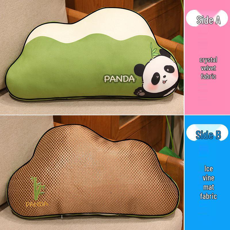 Double-Sided Cartoon Panda Plush Nap Pillow & Office Back Cushion