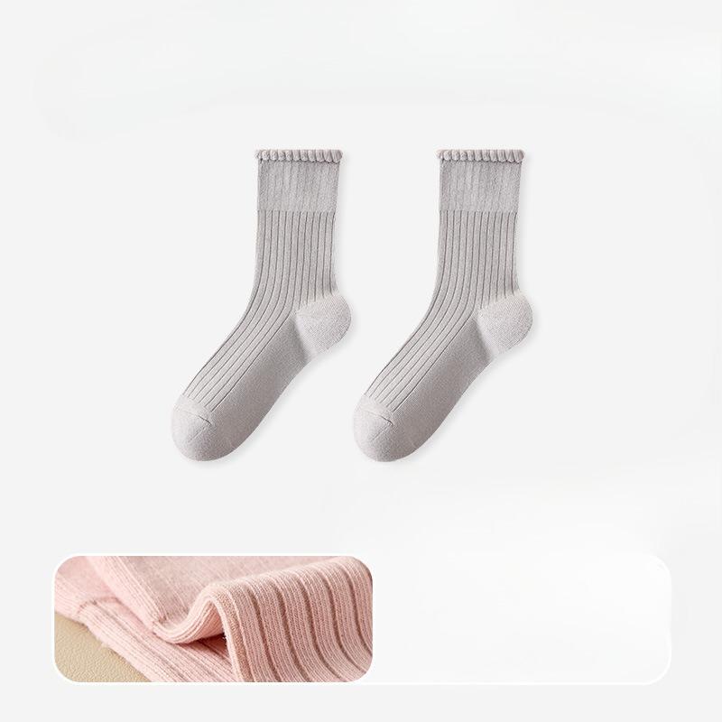 Women's Autumn and Winter Socks with Fleece, Thickened Loops, Warm Cotton Socks, Lace Mid-calf Socks, Towel Bottom, Sweat-absorbing Long Socks