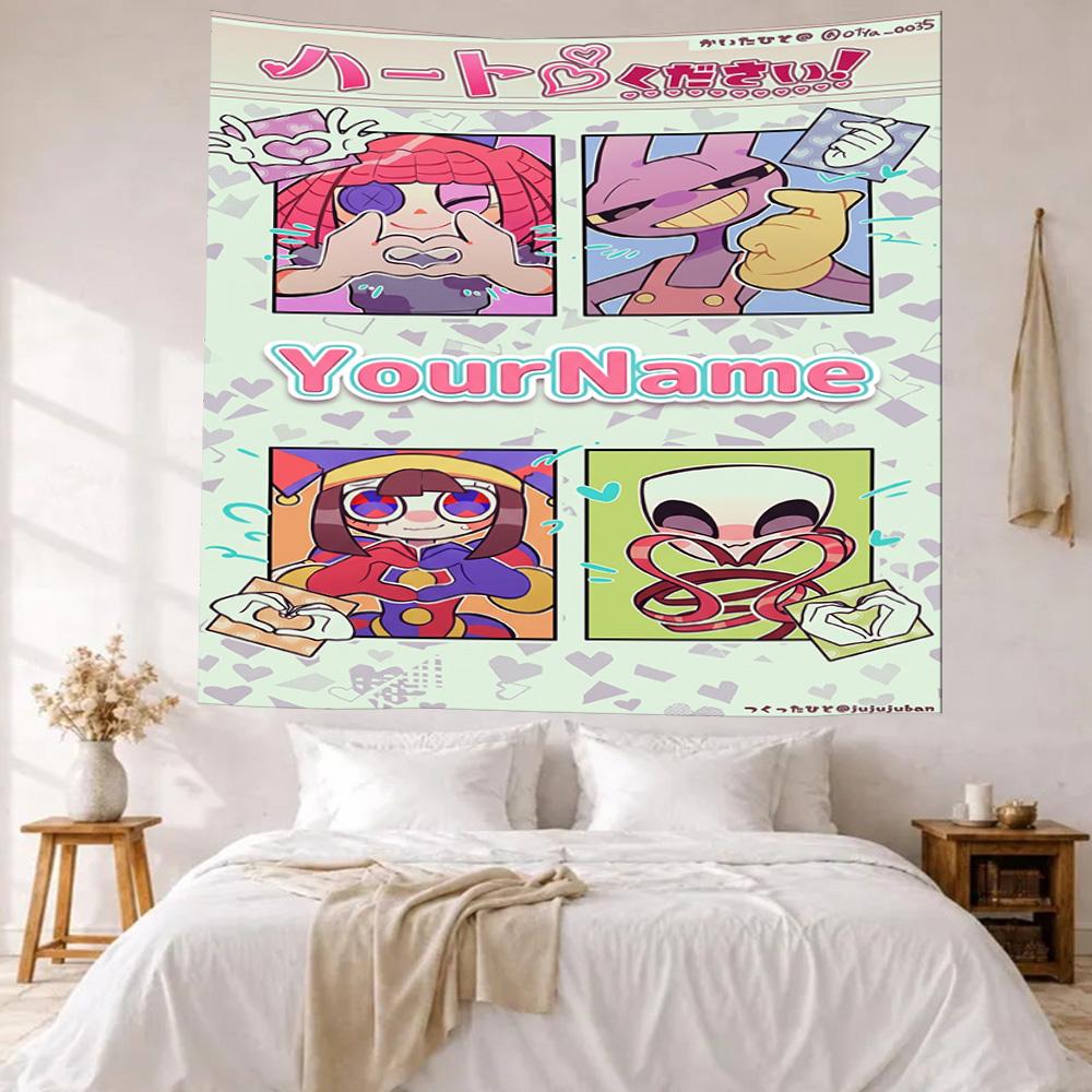 Digital Circus Custom Your Name Wall Decor Tapestry Art For Pet Memorial Birthdaywedding Party Backdrop Family Gift