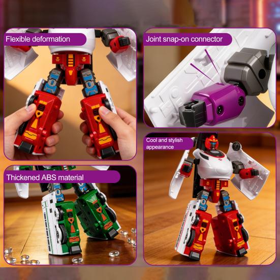 Train Transformer Toy High Speed Rail Robot Transforming Toy Action Figure Model for Kids Boys Girls