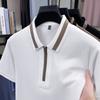 Simple And Atmospheric Splicing Retro Half-Zipper Shirt Medium Men'S Polo Shirt Short-Sleeved Loose
