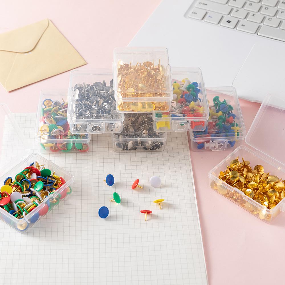 Colored Pushpins for Message Boards, Craft Nails, and Photo Decorations - Nickel-Plated Silver Flat Head Thumbtacks for Cork Boards. Silver 100 pcs/box