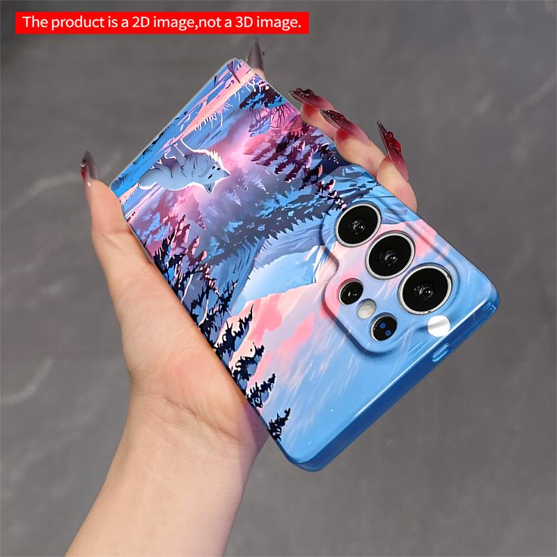 2DFlat Samsung phone case White Fox in Snowy Mountain Sunset Applicable to Galaxy S23 S24 S25ULTRA S26 A12 A14 A15 A16 A54 A55