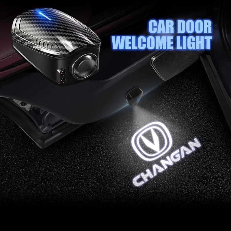 2pcs For Changan CS75 Plus CS35 CS15 CS95 Universal Wireless Car Door Charge Led Projector Lights Welcome Lights Accessories