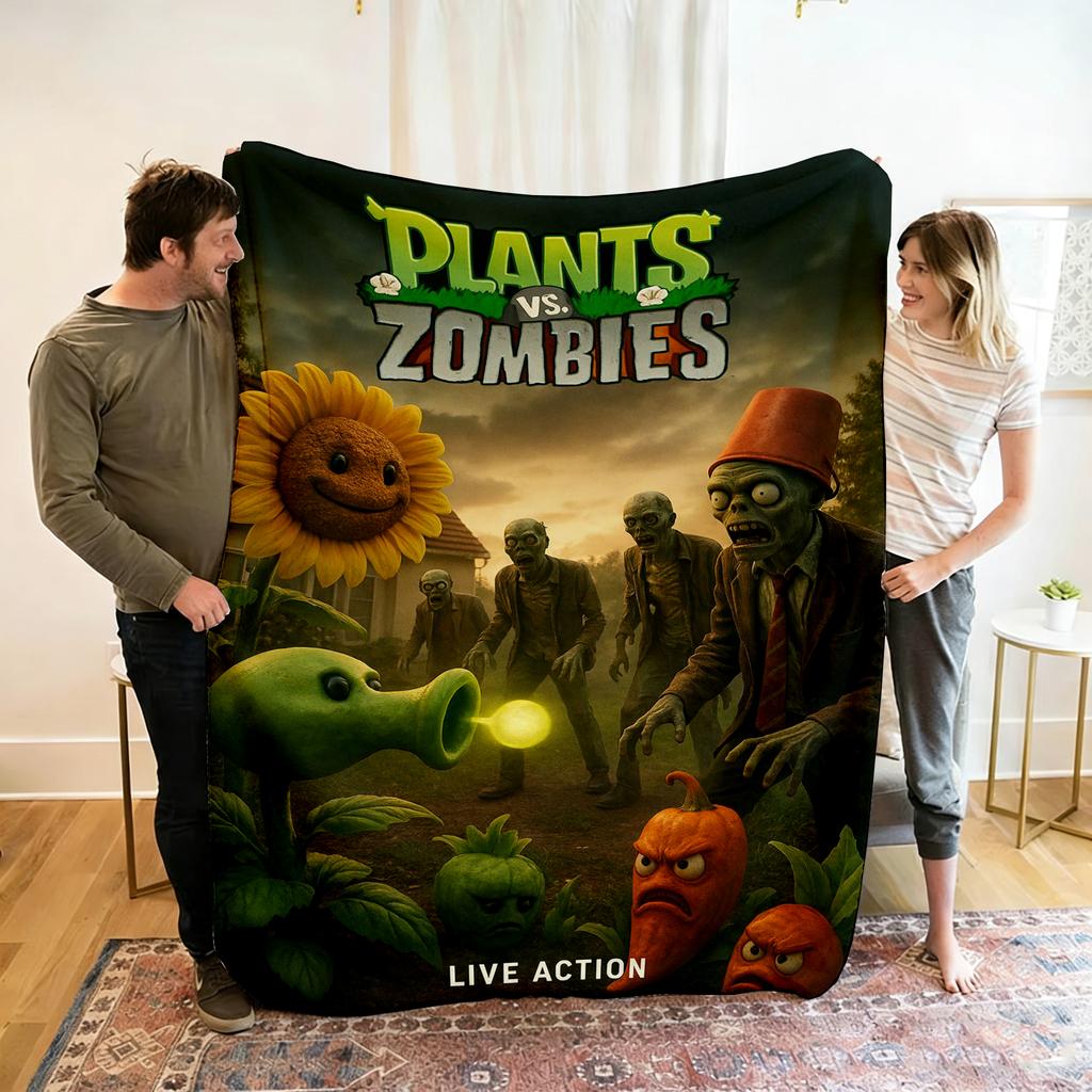 P-Plants Vs Z-Zombi Printed Fleece Throw Blanket Children Warm Soft Blankets for Sofa Bed Cover Blanket Travel Office Gift New