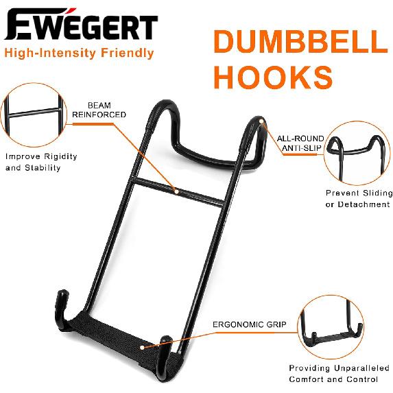 Dumbbell Spotter Hooks Hanger, 250 lbs Load Capacity Heavy Power Dumbbells Rack Attachments for Dumbbell Bench Press with Wrist Straps, Pairs