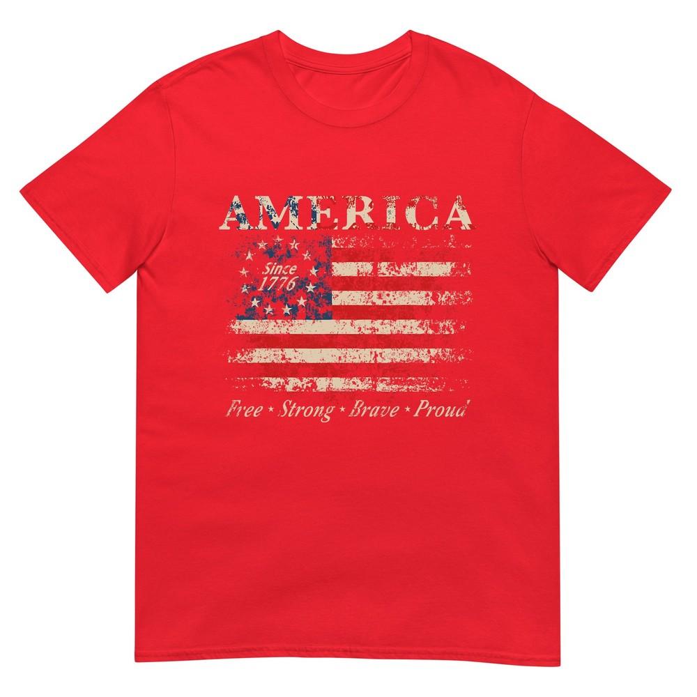 Distressed American Flag Patriotic Usa Vintage 1776 TShirt S