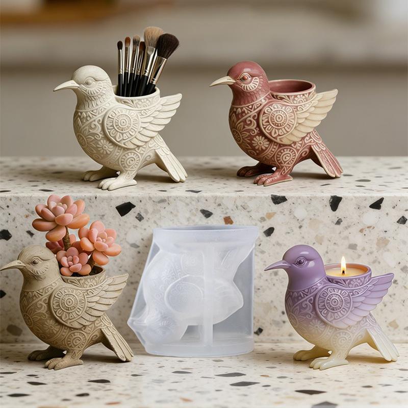 Molde 3D Seguro para Alimentos Pássaro Silicone Molde Copo para Aromaterapia Realista Para Armazenamento de Aromaterapia Decoração de Casa