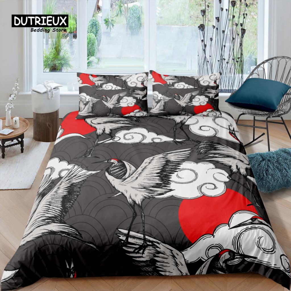 

Home Living Luxury 3D Japanese Crane Bedding Set Duvet Cover Pillowcase Kids Bedding Set Queen and King EU/US/AU/UK Size EU single(135x200cm)