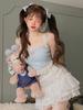 Розовый корейский стиль Kawaii Lolita Vset женский белый японский милый милый топ на бретелях женский синий кружевной сексуальный укороченный топ принцессы Франции новый