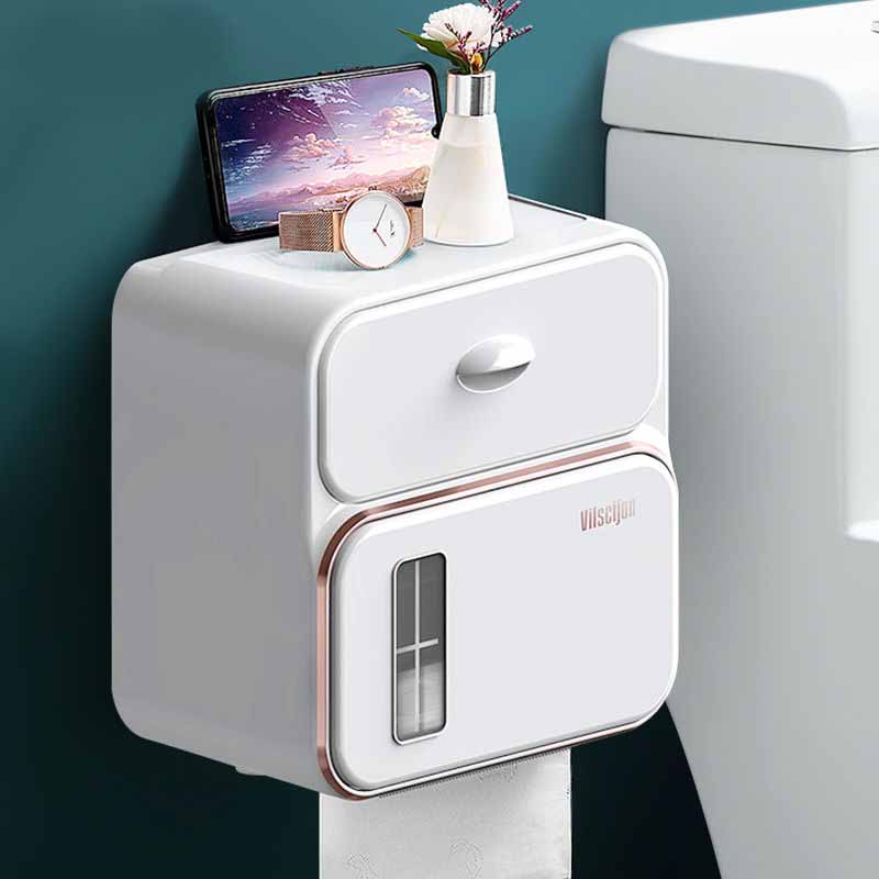 Toalettpappershållare Vattentät Tissue Storage Box Väggmonterad Toalettrulle Organizer Badrumstillbehörsset