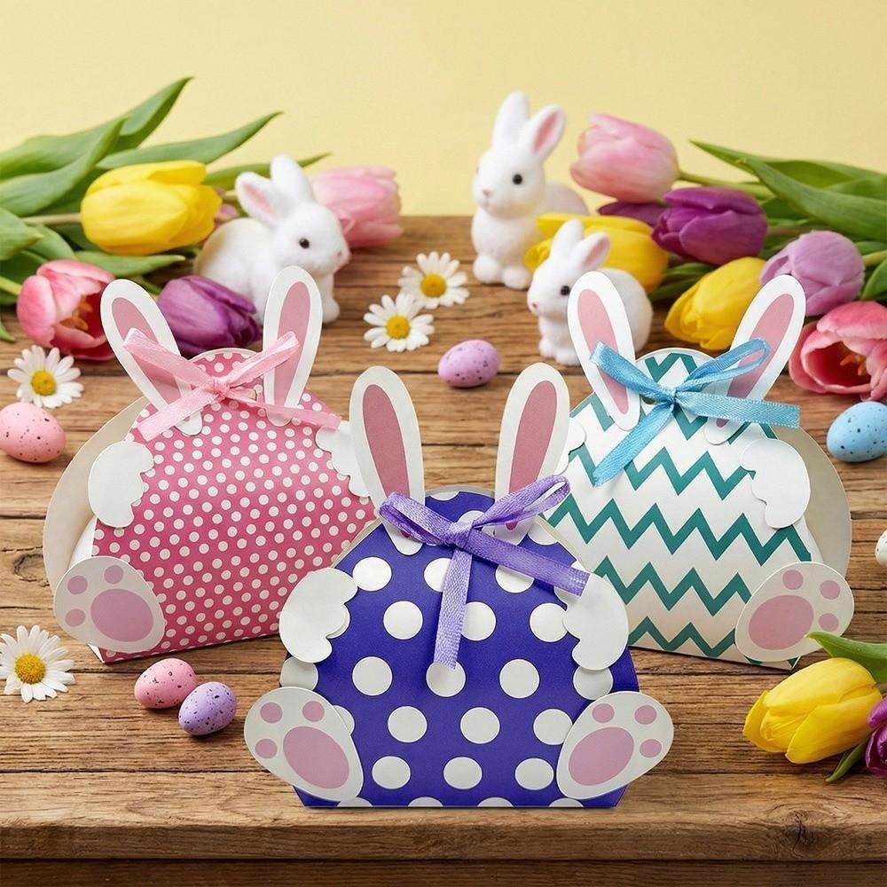 Rabbit Shape Easter Paper Candy Box Empty Bunny Candy Box Unique Cookie Bags Kids Gifts