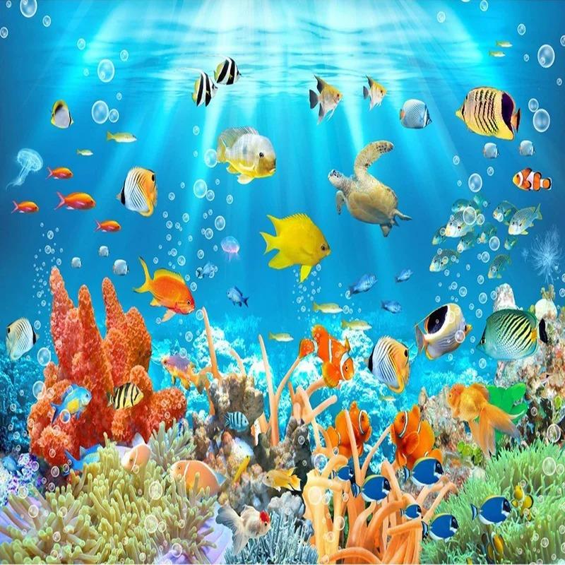 3d Kids Wallpaper Underwater World Mural Fish And Coral Photo Wall Paper Children's Room Background Wall Murals