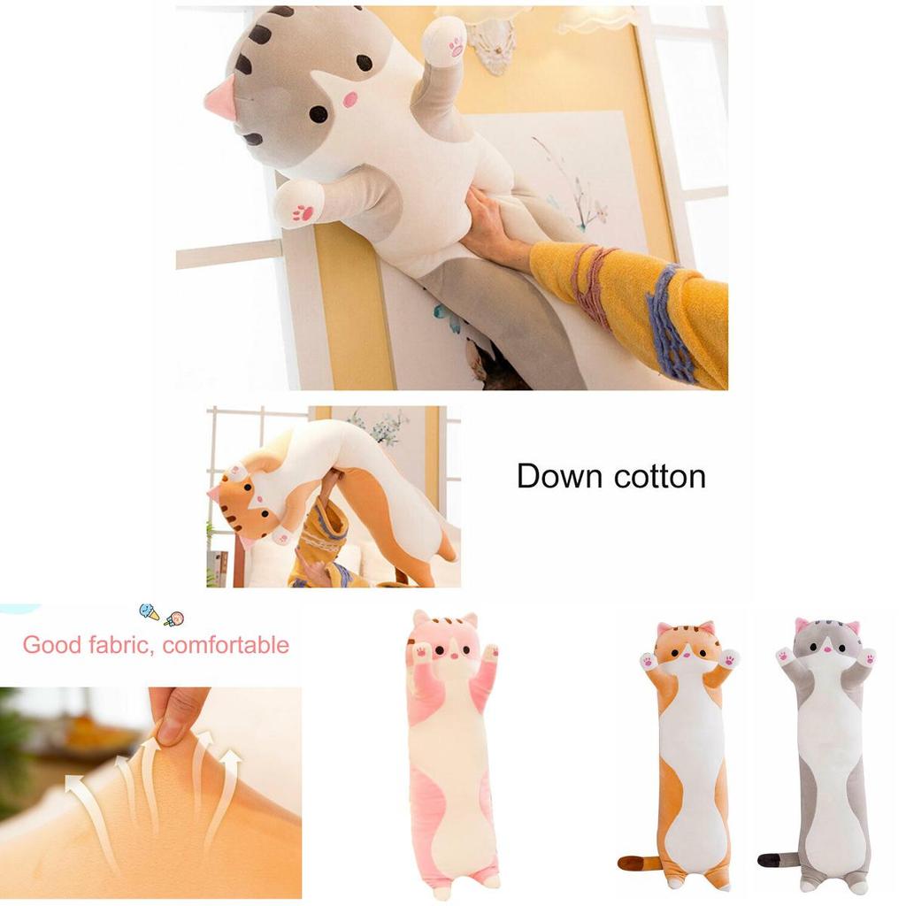 Adorable Long Cat Plush Toy Soft Stuffed Kitten Pillow Perfect For Kids Sleeping Comfort