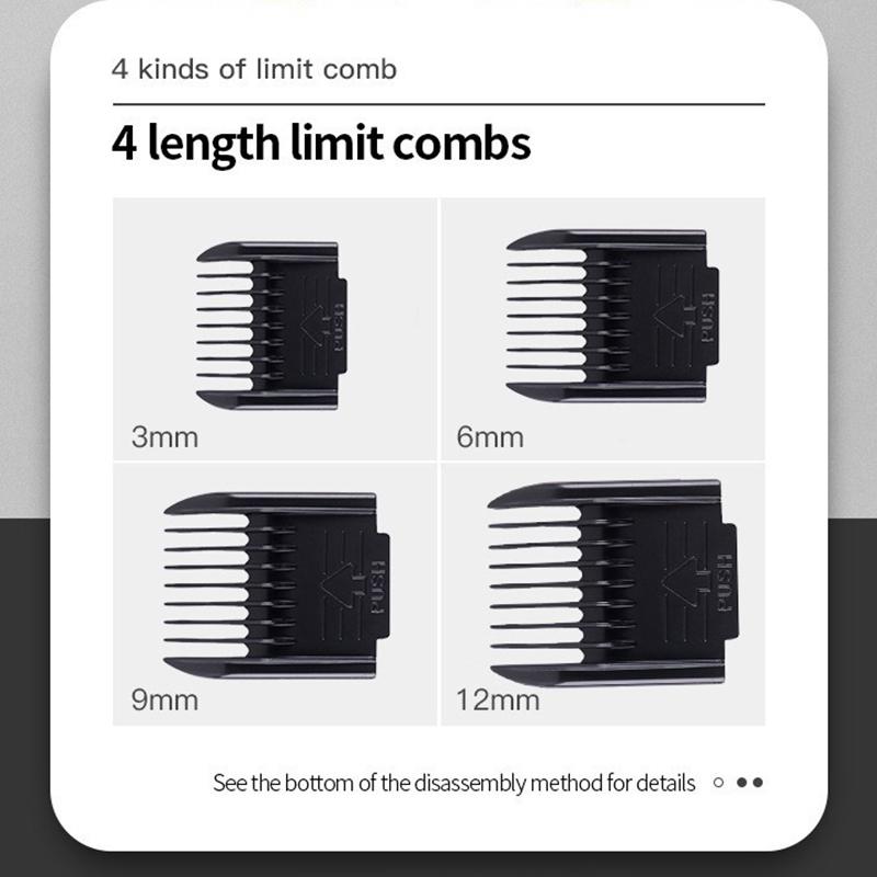 Rechargeable Cordless Hair Clipper IPX6 Waterproof Washable Hair Trimmer with Guide Combs for Home Personal Grooming Use