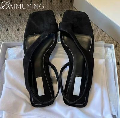 Bow Women Flat Sandals Square Toe Clip Toe Shoes Woman Slippers 2025 Trend Summer Slingback Shallow Casual Flip Flops Sandalias