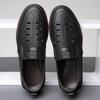 Men's hollow leather shoes men's 2025 summer soft-soled soft leather breathable lazy sandals hole shoes dad shoes