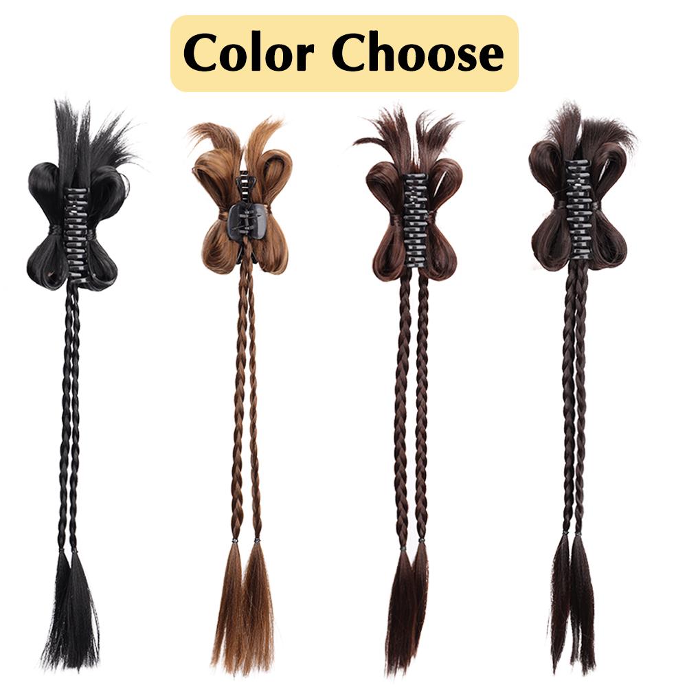 MISS WIG 1pcs Synthetic Long Straight Claw In Braided Ponytail Extension High Temperature Fiber Style Hair Accessories For Women Wear