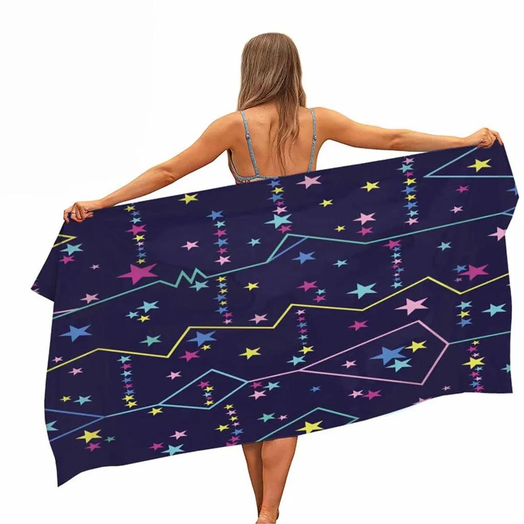 Geometric Stripe Microfiber Beach Towel Portable Quick Fast Dry Sand Outdoor Travel Camping Swim Blanket Thin Yoga Gym Mat Women